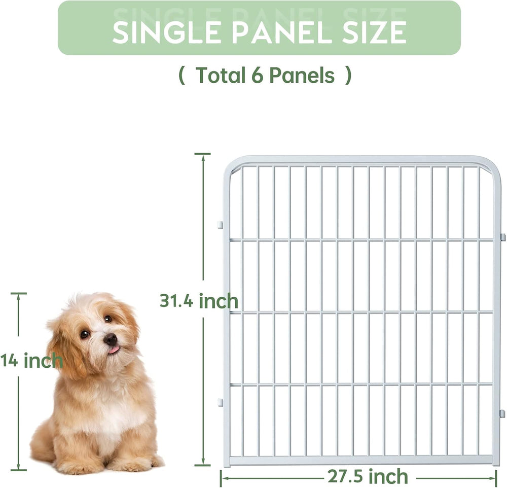 White Outdoor Garden Fence 5 Panels with 1 Gate,32in (H) x 14ft (L) for Dogs ...
