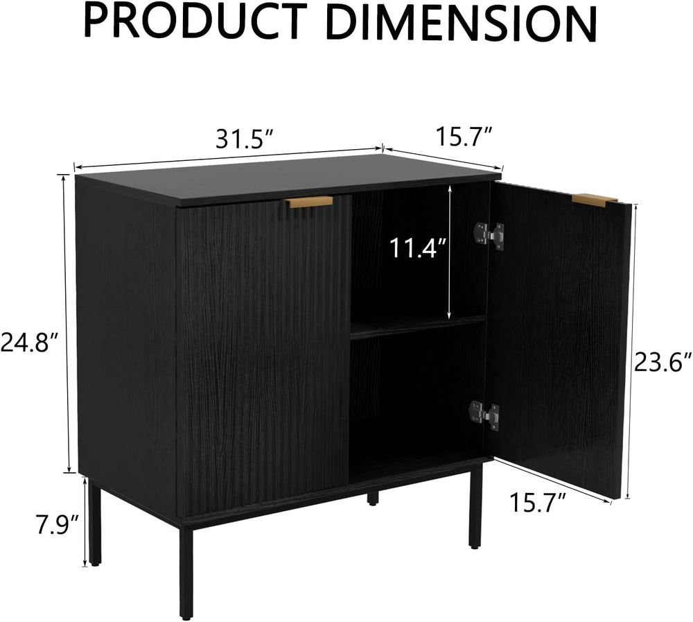 Fluted Sideboard, Buffet Cabinet with Storage(Black