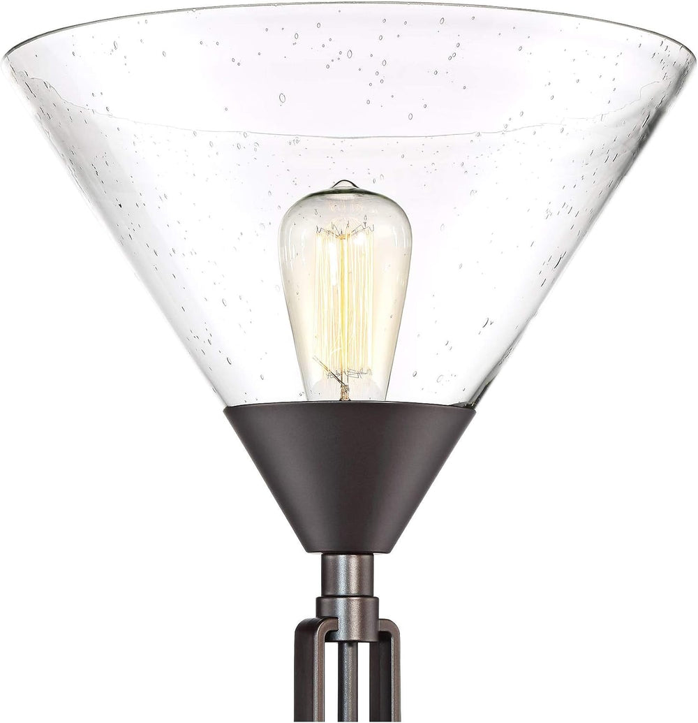 Warwick 71 1/2" Tall Tiger Bronze and Seeded Glass Torchiere Floor Lamp