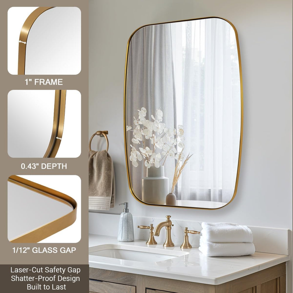 ANDY STAR Oval Mirrors for Bathroom, 24x30 Gold Bathroom Vanity Mirror with M...