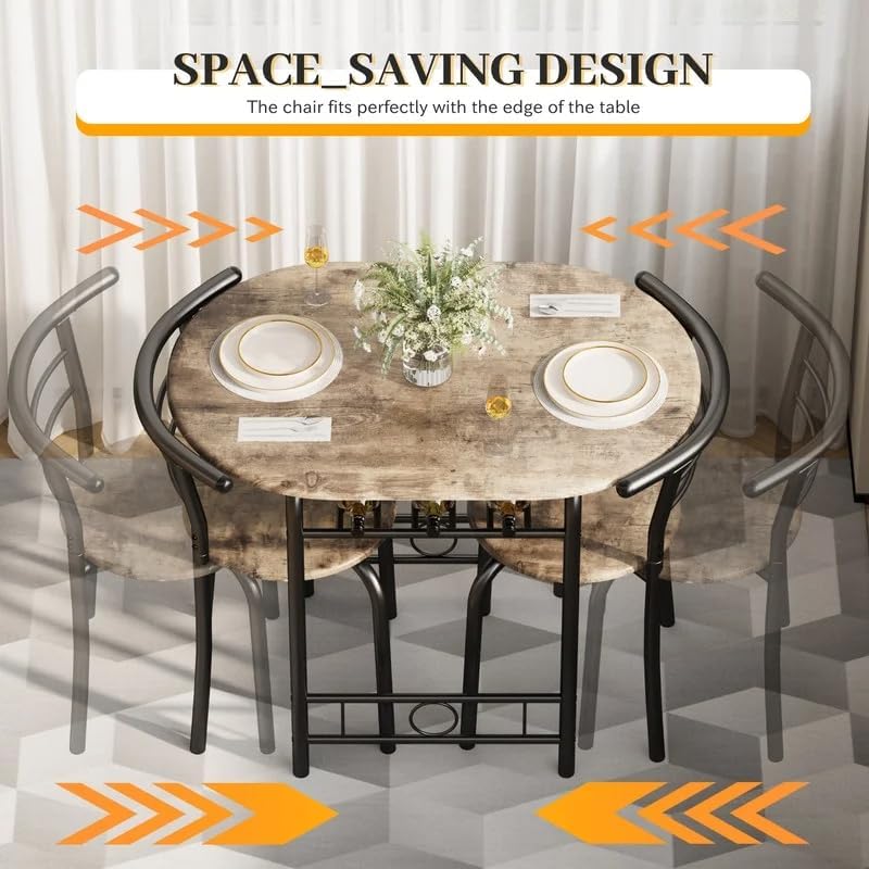 Shahoo 3-Piece Dining Table Set for 2, Kitchen Breakfast Nook Set, Walnut