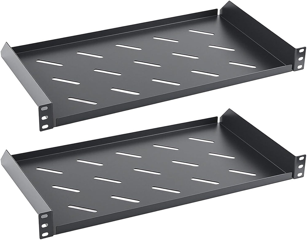 1U Server Rack Shelf, 10" Mounting Depth, Vented Rack Mount Shelf Cantil...