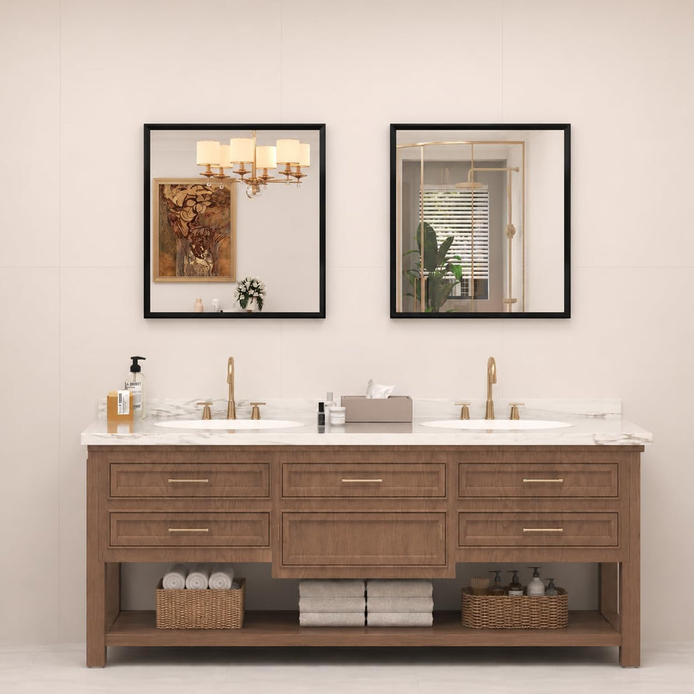 Black Framed Bathroom Mirror for Over Sink 30x30
