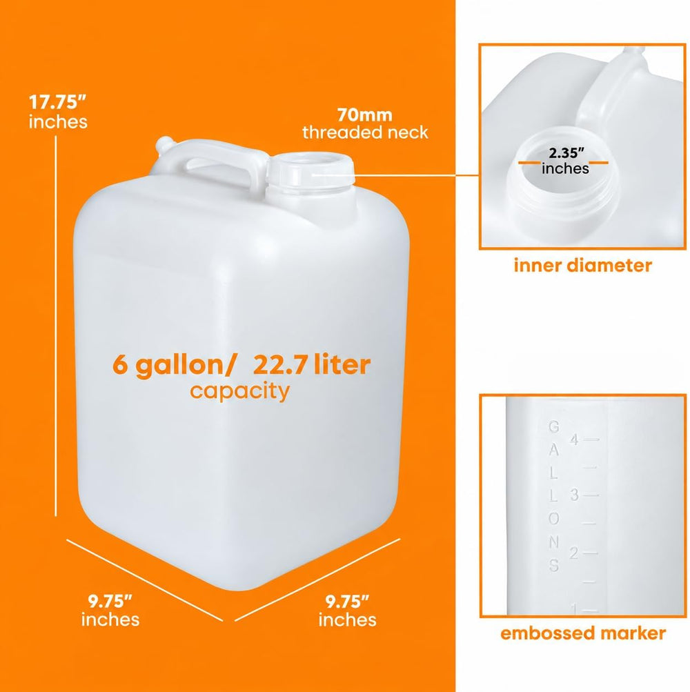 FastRack 6 Gallon Hedpak Water Jug with Screw Cap | 4-Pack, BPA-Free Food-Gra...