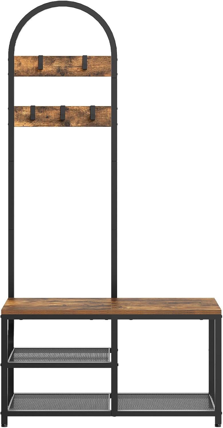YATINEY Hall Tree, Coat Rack with Shoe Storage, Entryway Bench with Coat Rack...