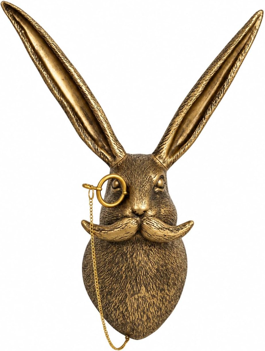 UITWMKTG Gold Rabbit Head Wall Decor - Modern Animal Wall Sculpture, Bunny Wa...