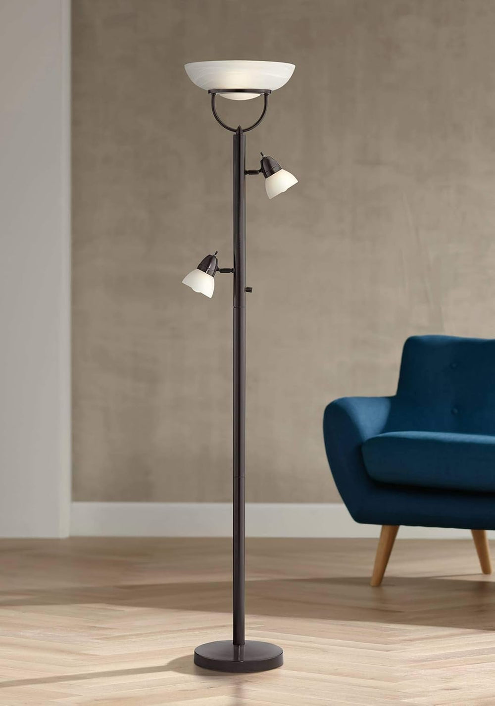Lang 70" Tall 3-in-1 Bronze Torchiere Floor Lamp Living Room