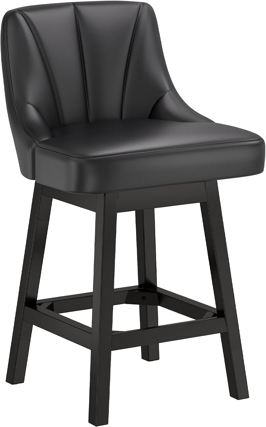 YaFiti 26" Swivel Bar Stools Set of 2 with Back & Wood Legs, Leather...