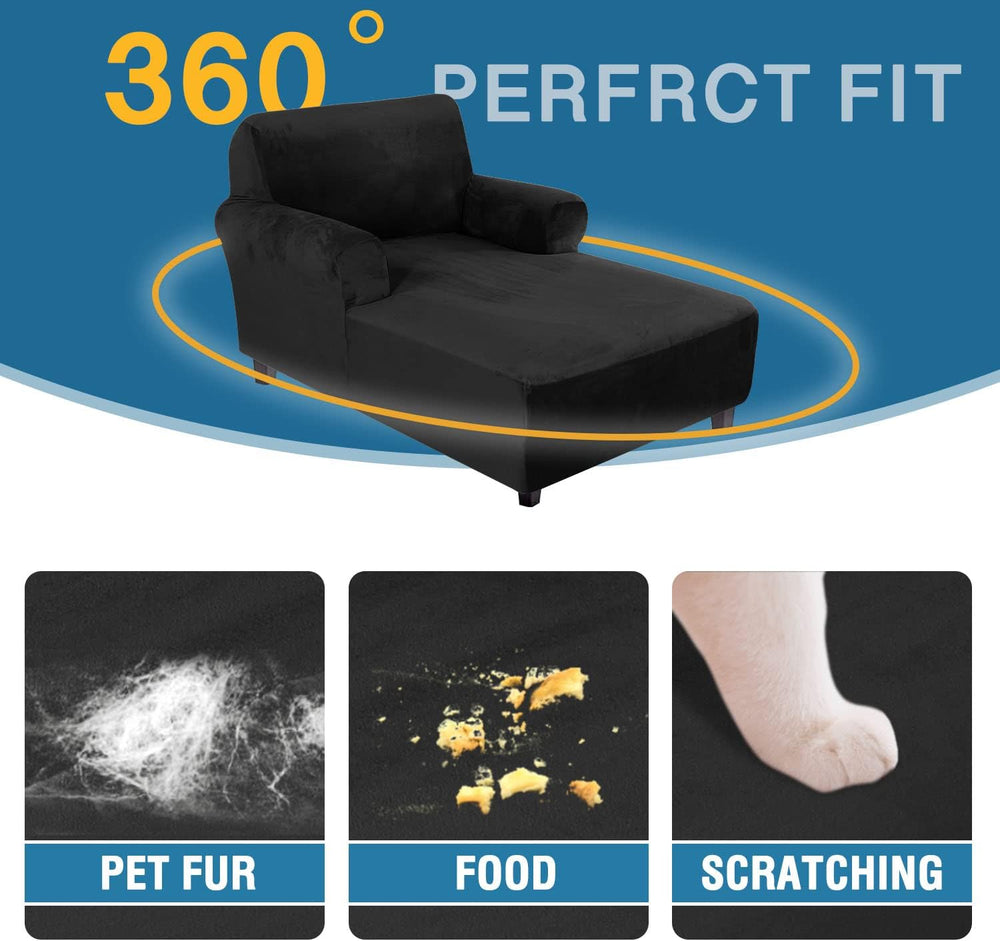 H.VERSAILTEX Velvet Chaise Lounge Cover High Stretch Chaise Chair Cover for L...