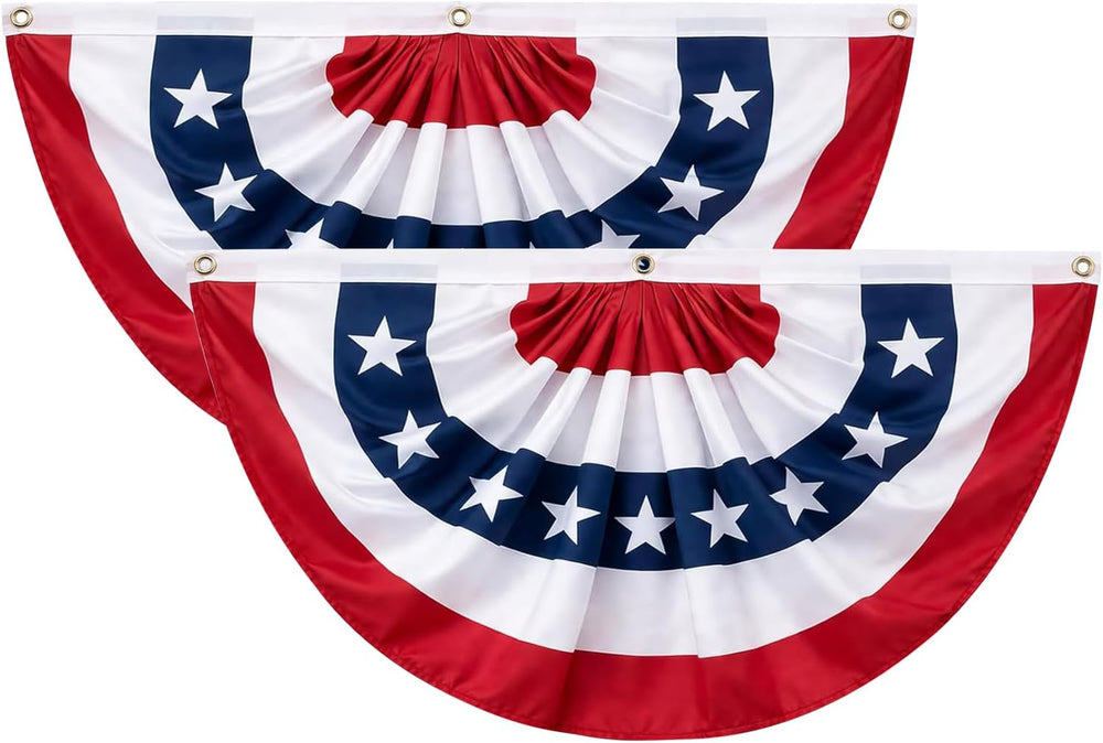 AMZFLAG American Bunting Flag 3X6 Feet Outdoor 2 Packs, Heavy Duty US USA Bun...