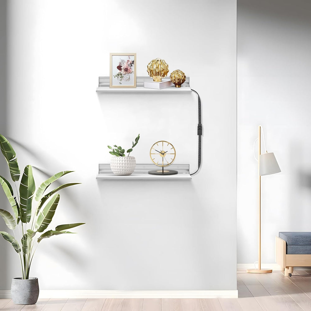 Smart Floating Shelves with Lights, LED 2-Tier Wall Mounted Acrylic Shelf
