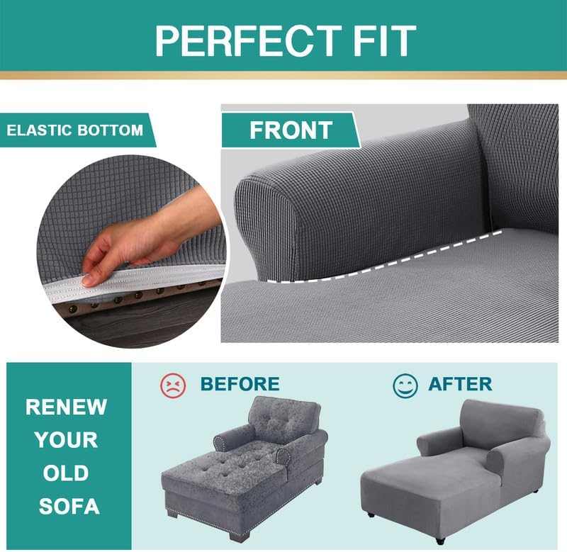Chaise Lounge Cover Stretch Sofa Chaise Chair Cover with Armrests