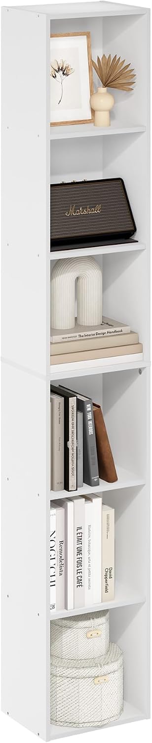 Furinno LUDER Book Shelf, 6-Tier Tall Modern Bookshelf, Bookcase with Open Sh...