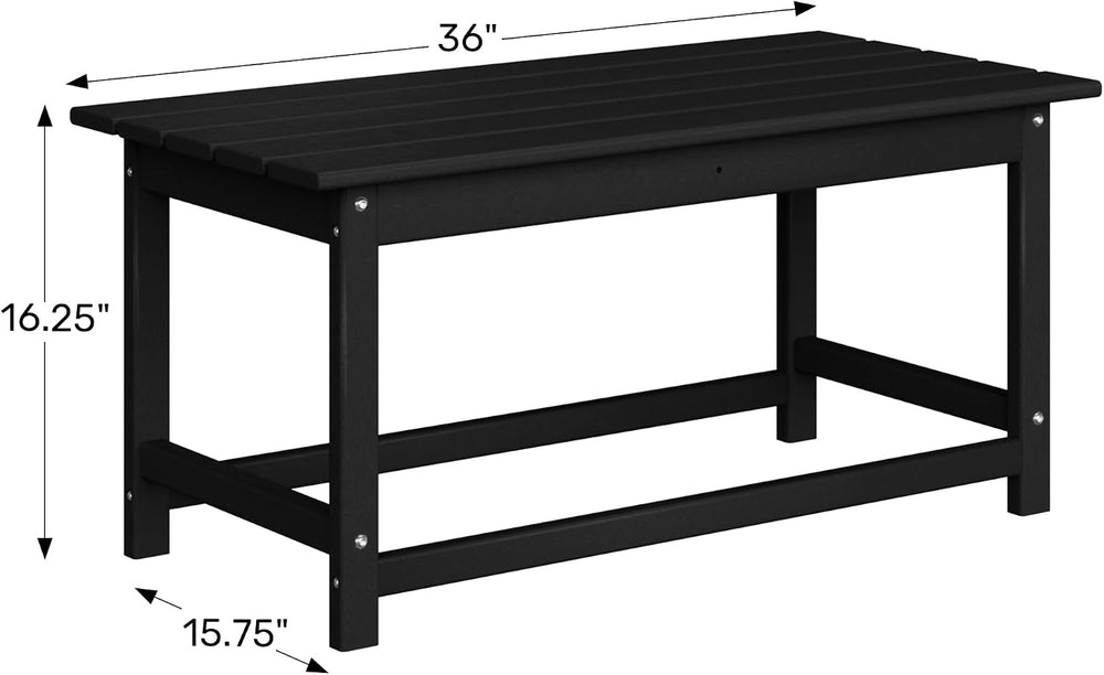 WestinTrends Malibu Outdoor Poly Coffee Table, 35.25" x 17.5", Dark...