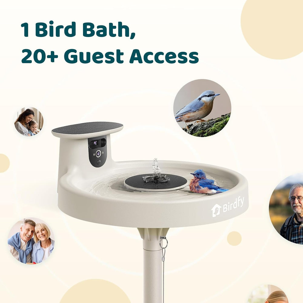 Birdfy Smart Bird Bath with Camera, Solar Powered & Fountain, 2K AI Camera