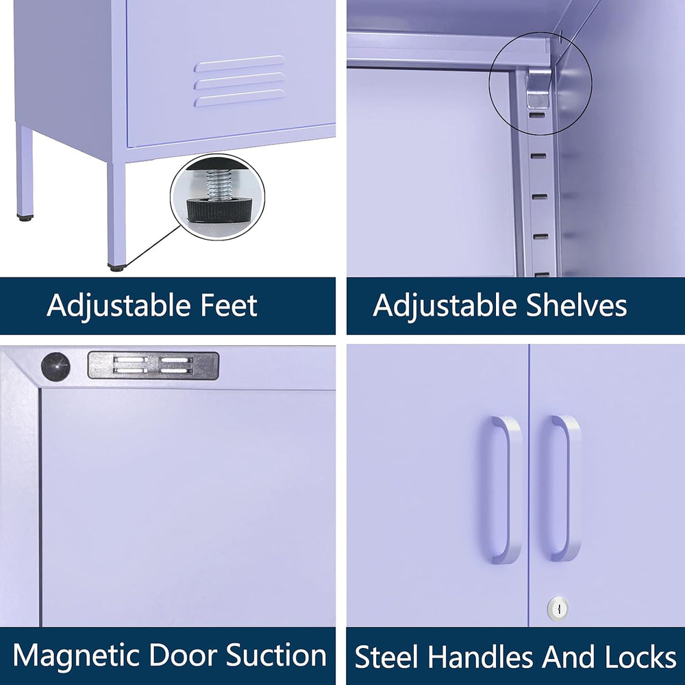 Multipurpose Accent Cabinet Locker, Metal Storage Cabinet with 2 Adjustable S...