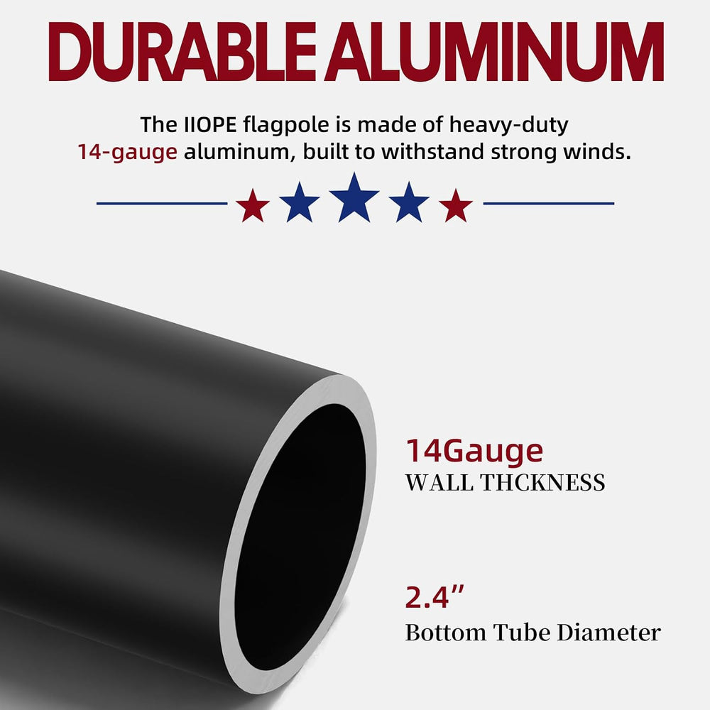 20FT Telescoping Flag Pole for Outside House,Extra Thick with US Flag
