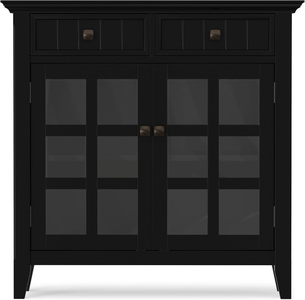 SIMPLIHOME Acadian 36" Wide Solid Wood Cabinet in Black