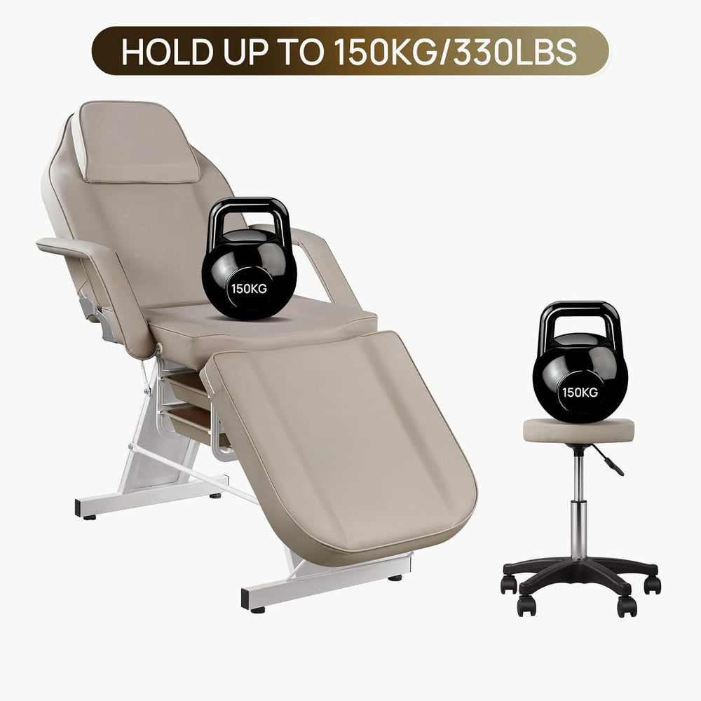 Facial Chair 73inch Adjustable Tattoo Chair with Stool Gray