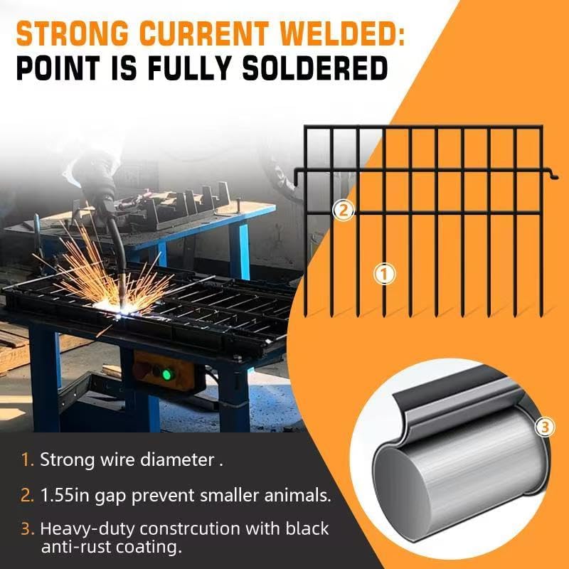 45.33ft(L) X 13in(H) Animal Barrier Fence No Dig, 32 Panels Rabbit Fences for...