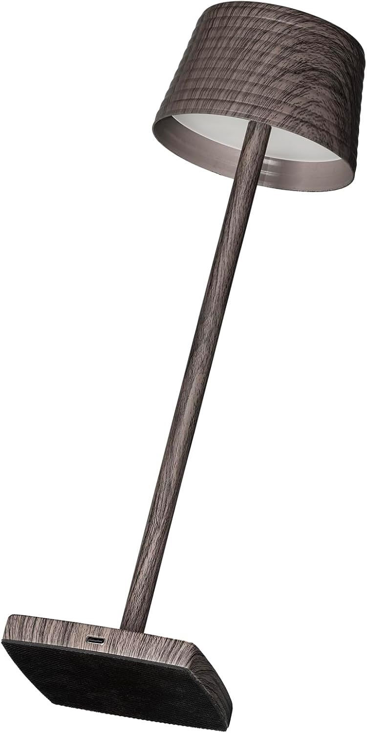 Cordless Rechargeable LED Table Lamp Set of 2, Walnut
