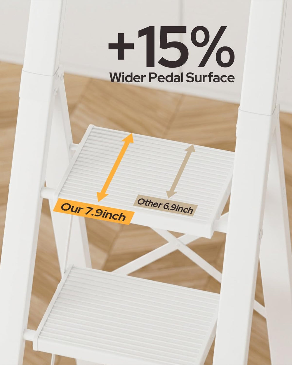 6 Step Ladder, Foldable 6 Step Stool, White