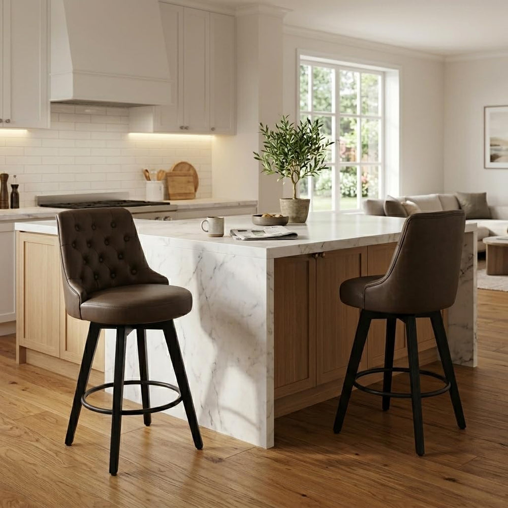 Watson & Whitely Counter Height Bar Stools Swivel Barstools, Chocolate