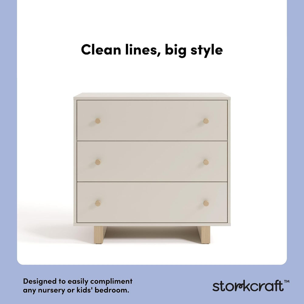 Storkcraft Texas 3 Drawer Chest with Changing Table Topper, Frosted Oat