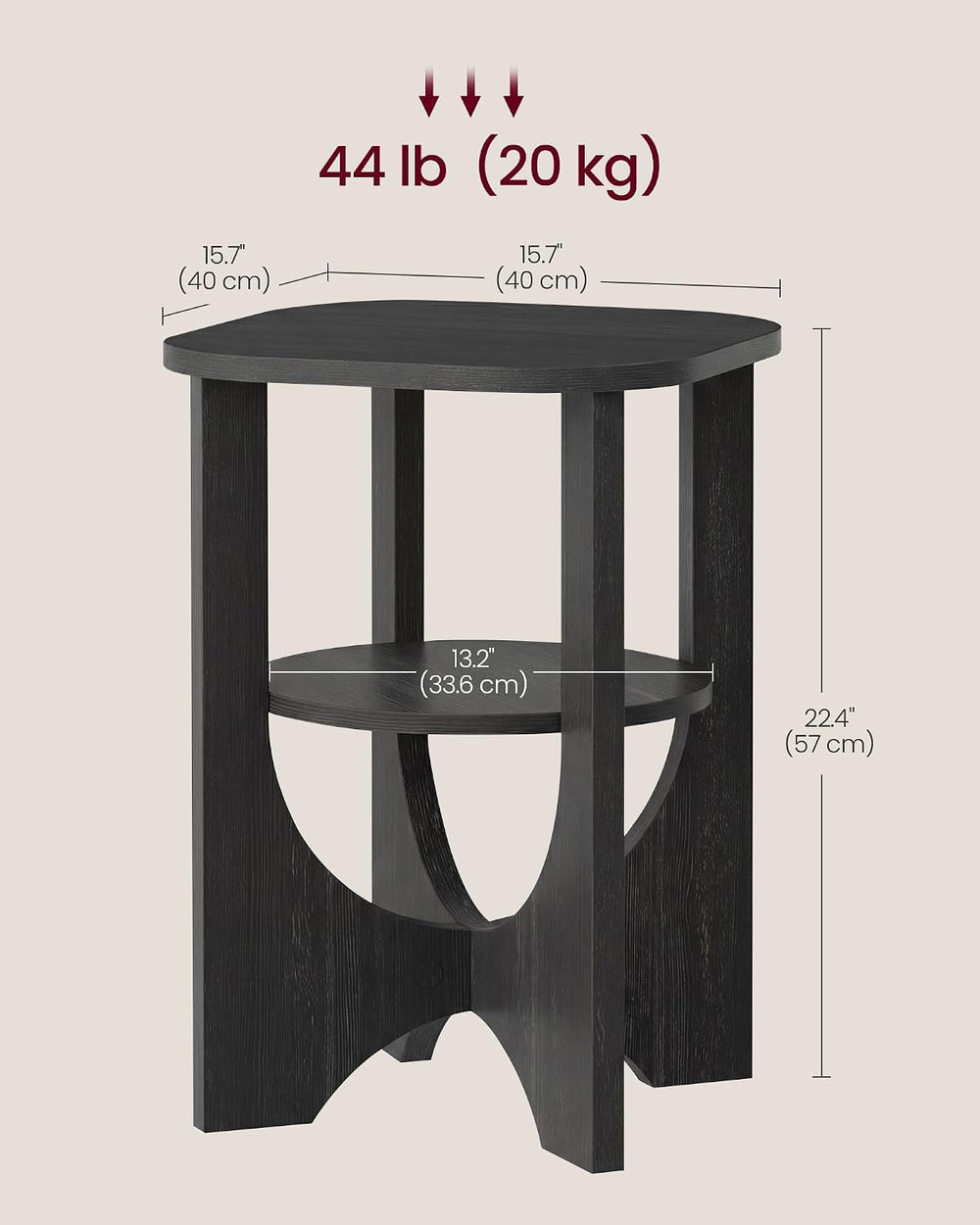 VASAGLE Side Table, 2 Tier Small Accent End Table, Nightstand