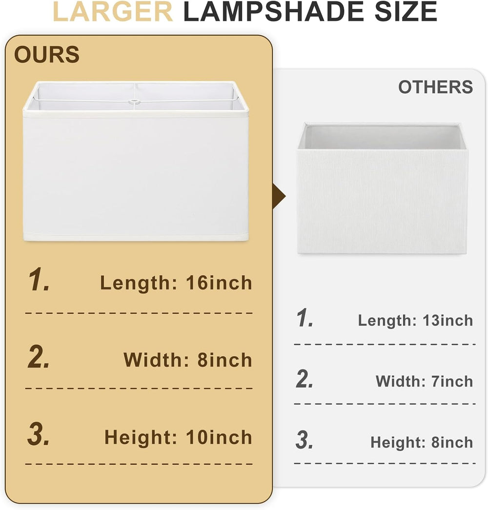 Rectangular Lamp Shades Set of 2, 16"L x 8"W x 10"H, Large Rec...