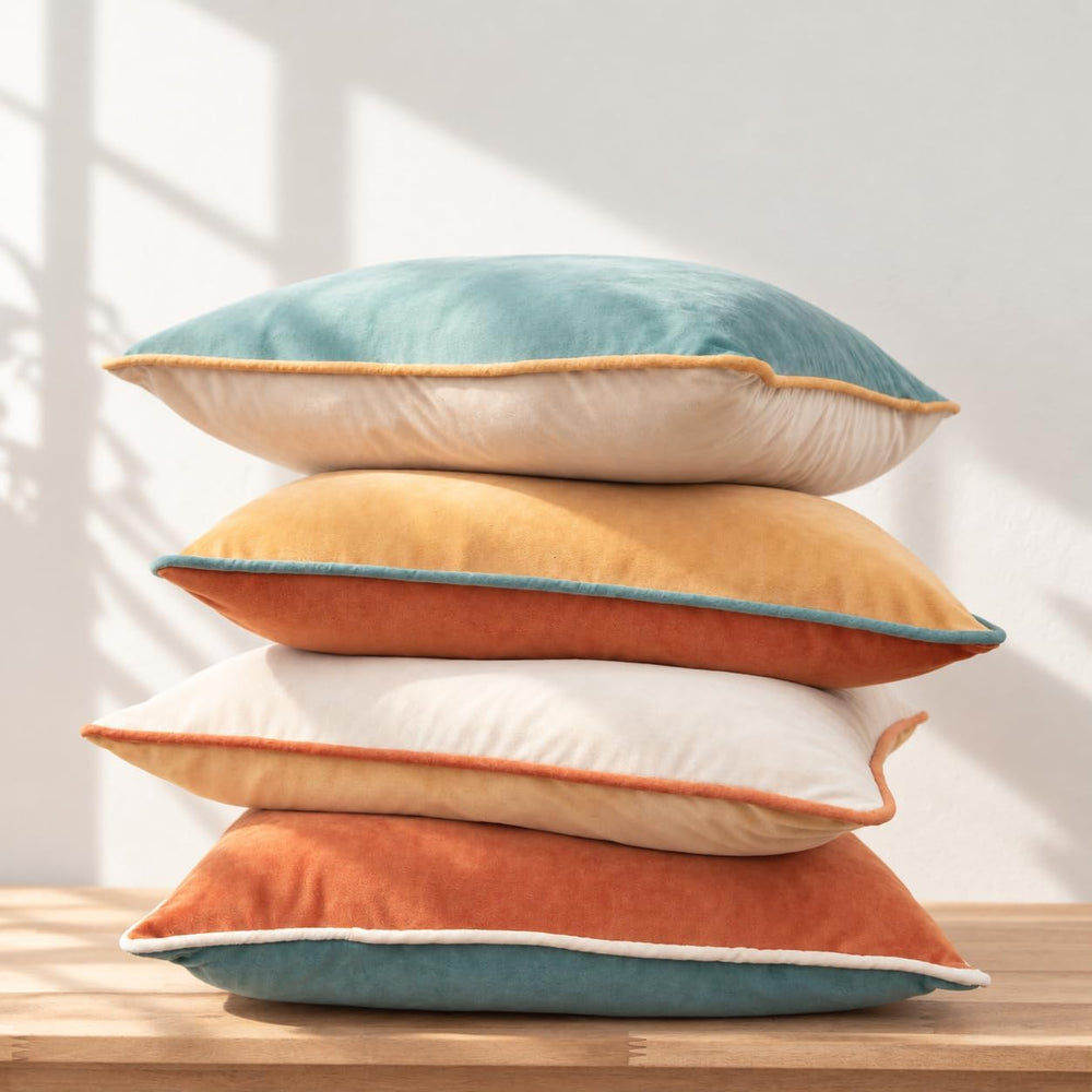 MONDAY MOOSE Decorative Throw Pillow Covers Cushion Cases, Set of 4 Soft Velv...