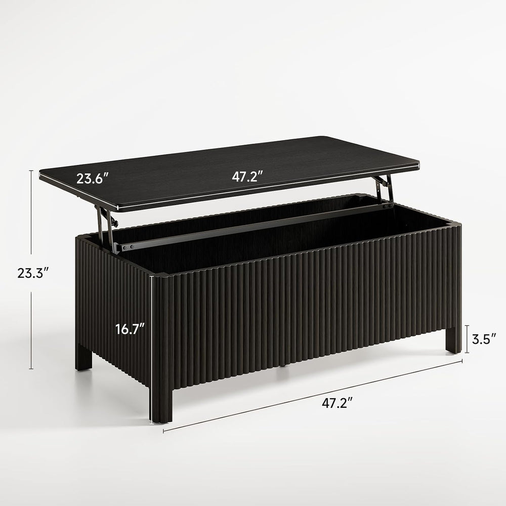 ONBRILL Fluted Lift Top Coffee Table, Mid-Century Modern Coffee Table