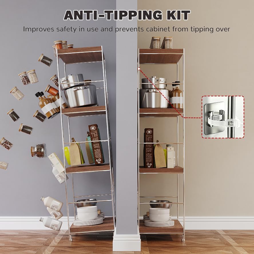 4-Tier Industrial Bookshelf, Wood and Metal Shelf Unit, Storage Bookcase