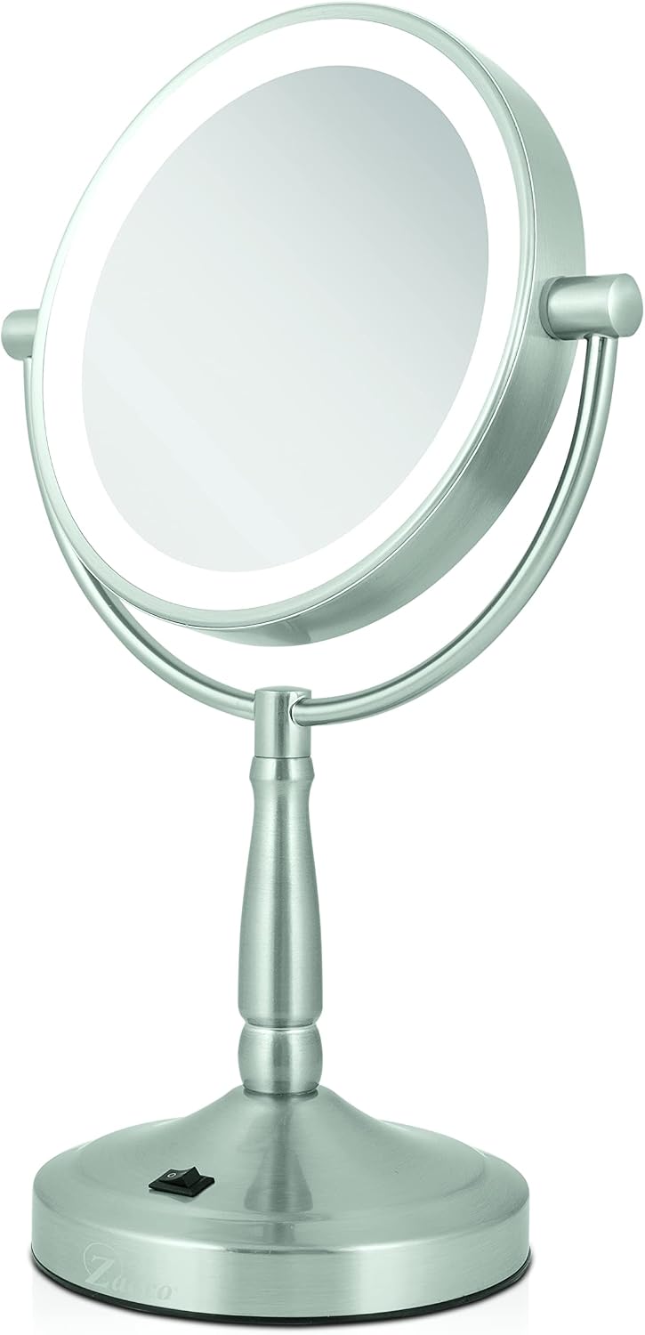 Zadro 9" Round LED Makeup Mirror with Lights and Magnification 5&10X...