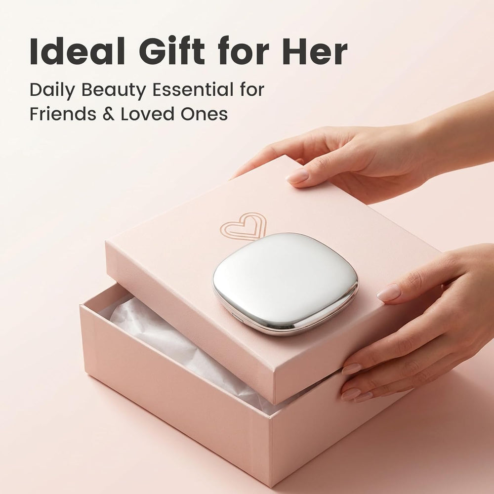 1X & 10X Compact Makeup Mirror, 3 Color Dimmable LED Lighted Travel Mirror