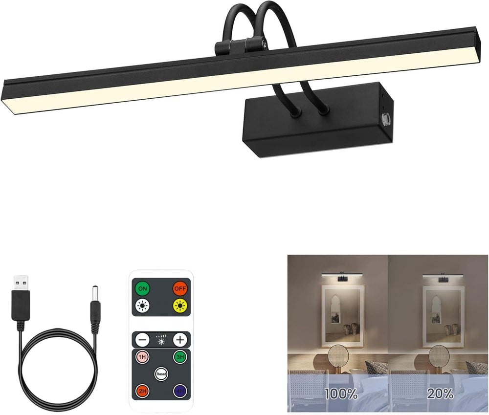 Rechargeable Picture Light with Remote, 13", Black