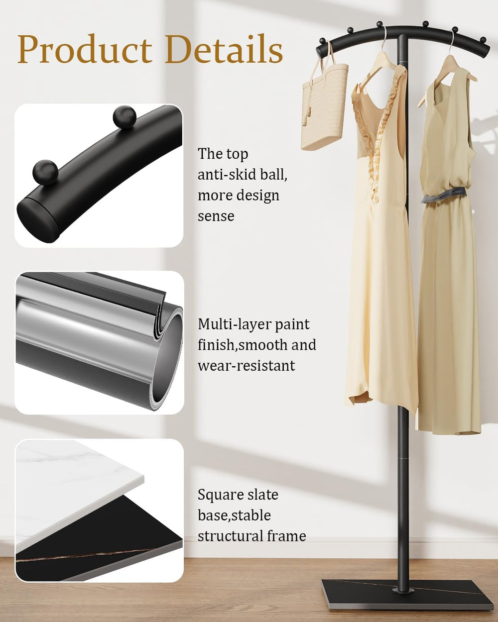 T-Shaped Metal Clothing Racks,Freestanding Coat Tree,68.9in,Black
