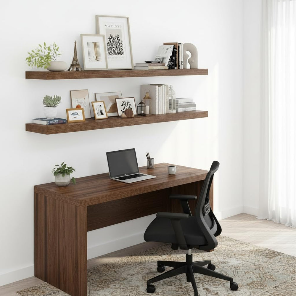 Vivelove Deep Floating Shelves 48x12” Set of 2, Walnut