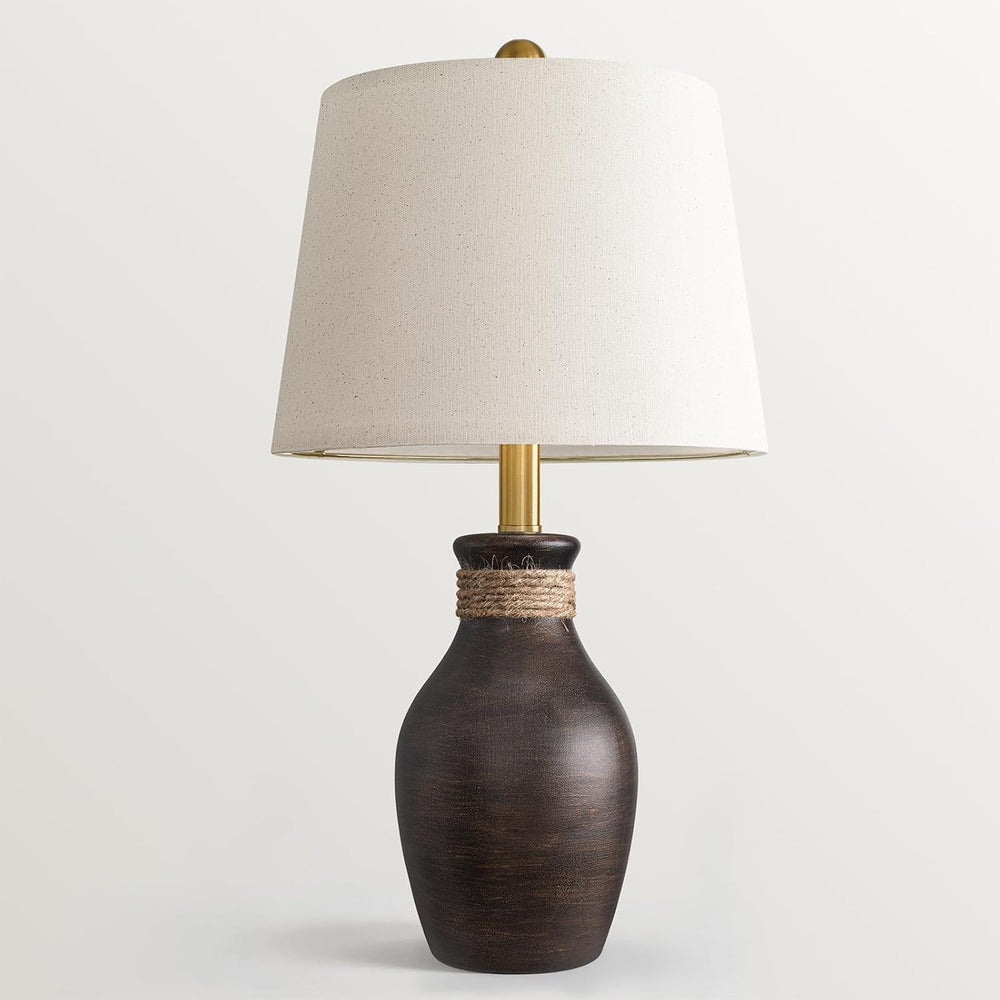 USumkky 22.5" Farmhouse Ceramic Table Lamp Coastal Bedside Lamp Dark Brown