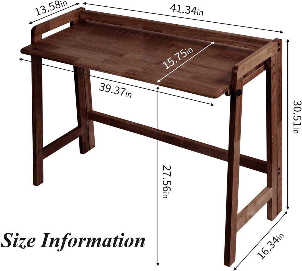 Computer Desk, Foldable Desk, Home Office Desks, Solid Wood Writing Desk, Mid...