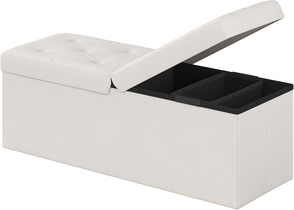 43 Inches Folding Storage Ottoman Bench with Flipping Lid