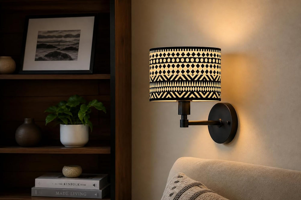 Bamboo Lamp Shade, Wabi-Retro lamp shade, Hand-Woven Drum Light Cover for E27...