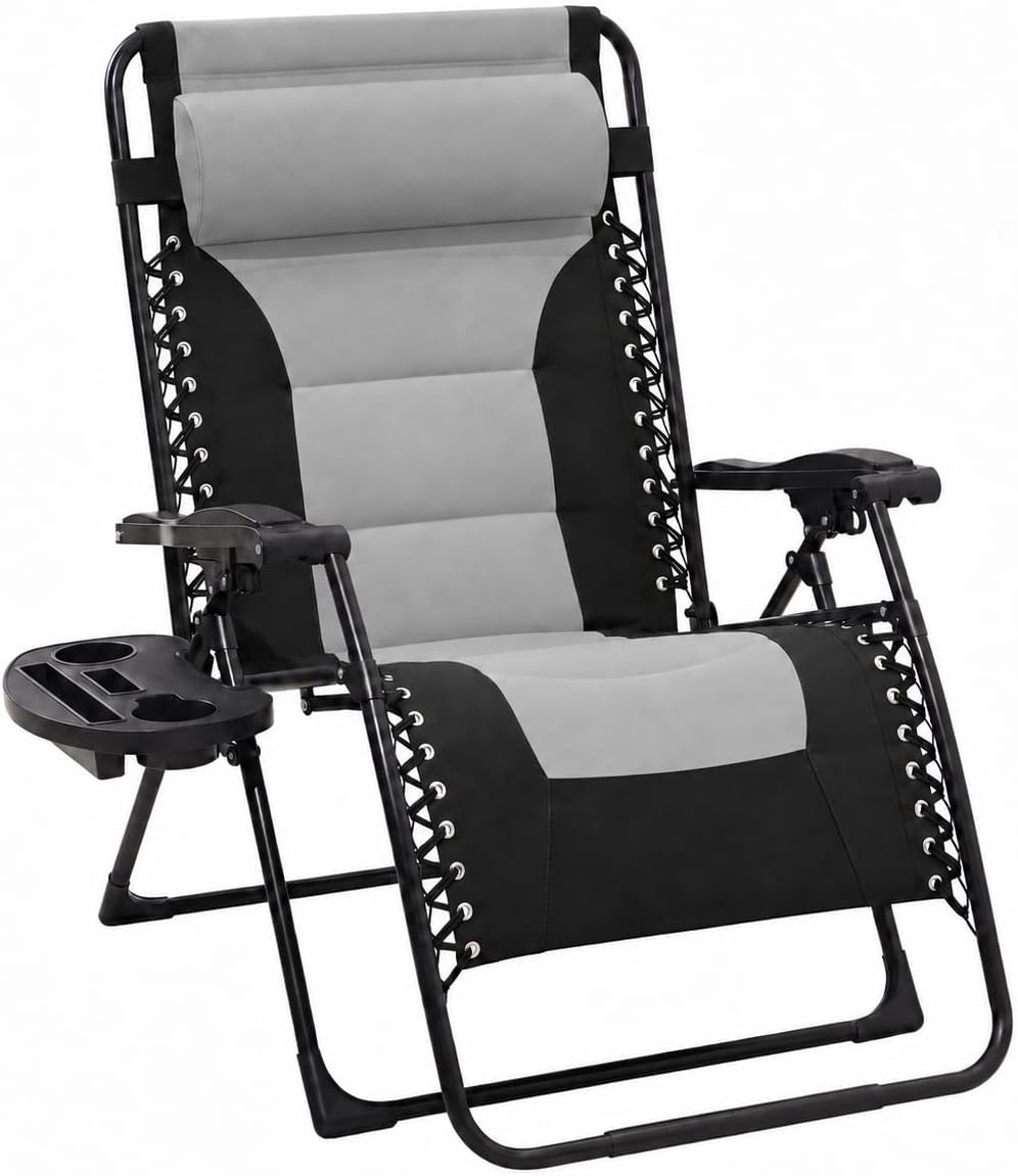JEAREY Zero Gravity Chair, Oversized Padded Recliner - Black/Grey