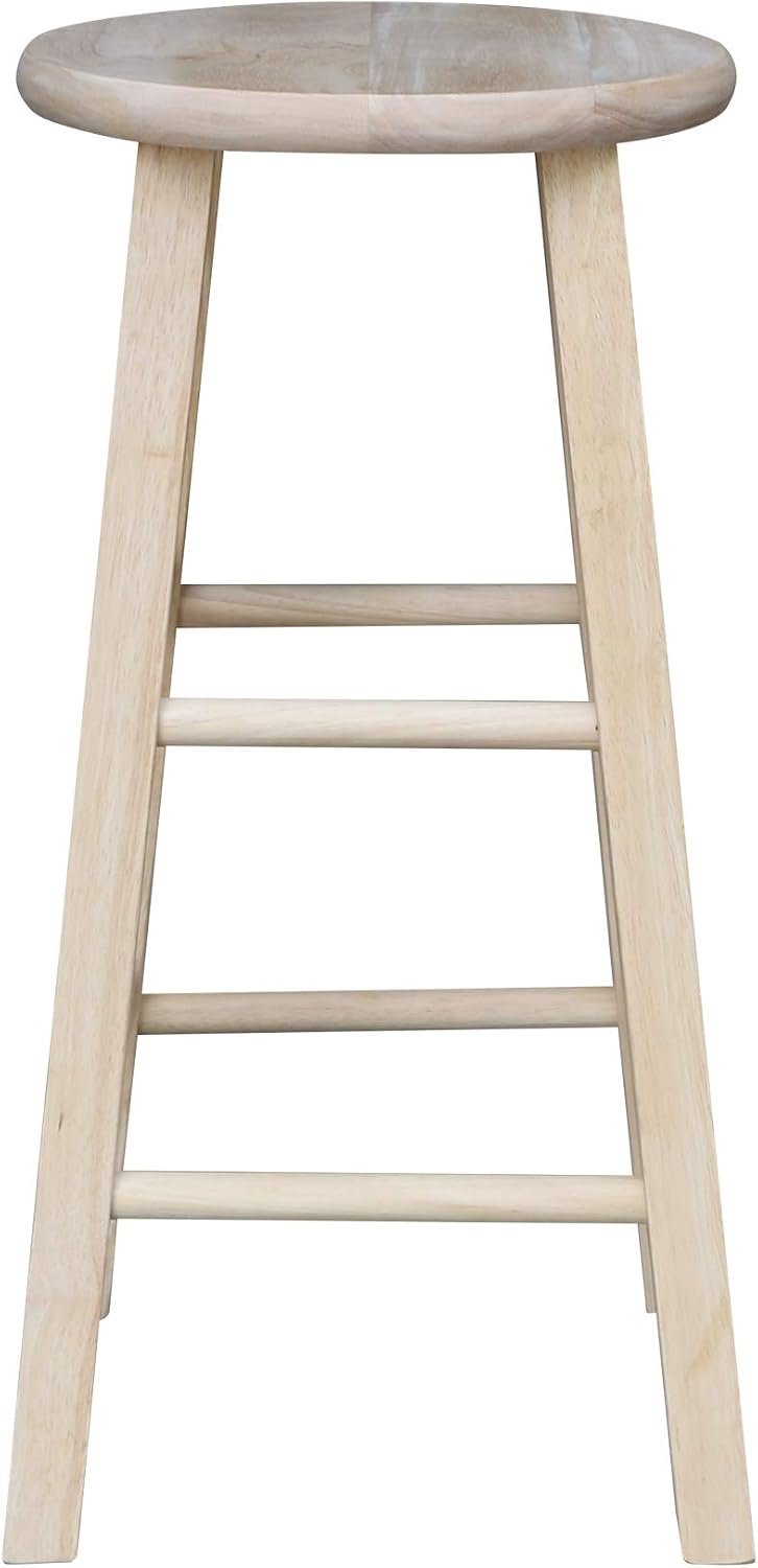 IC INTERNATIONAL CONCEPTS Solid Wood Round Top Stool, Unfinished
