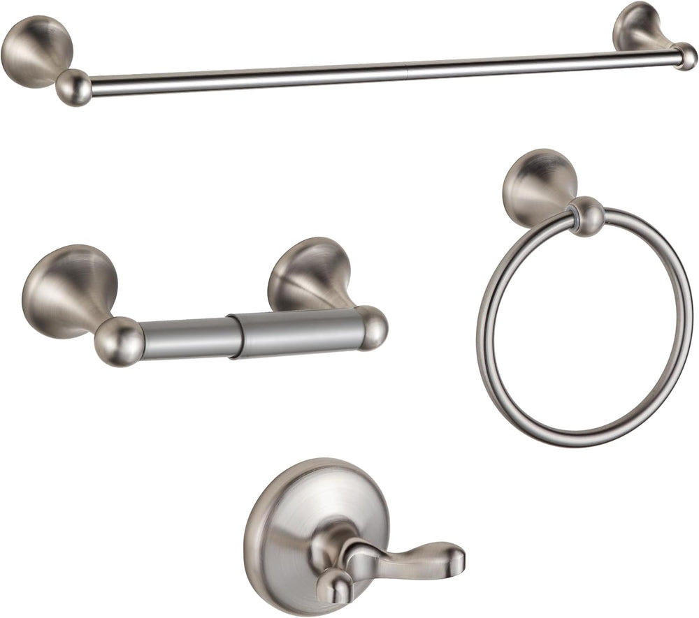 BGL 4-Piece Brushed Nickel Bathroom Hardware Set with Adjustable Towel Bar