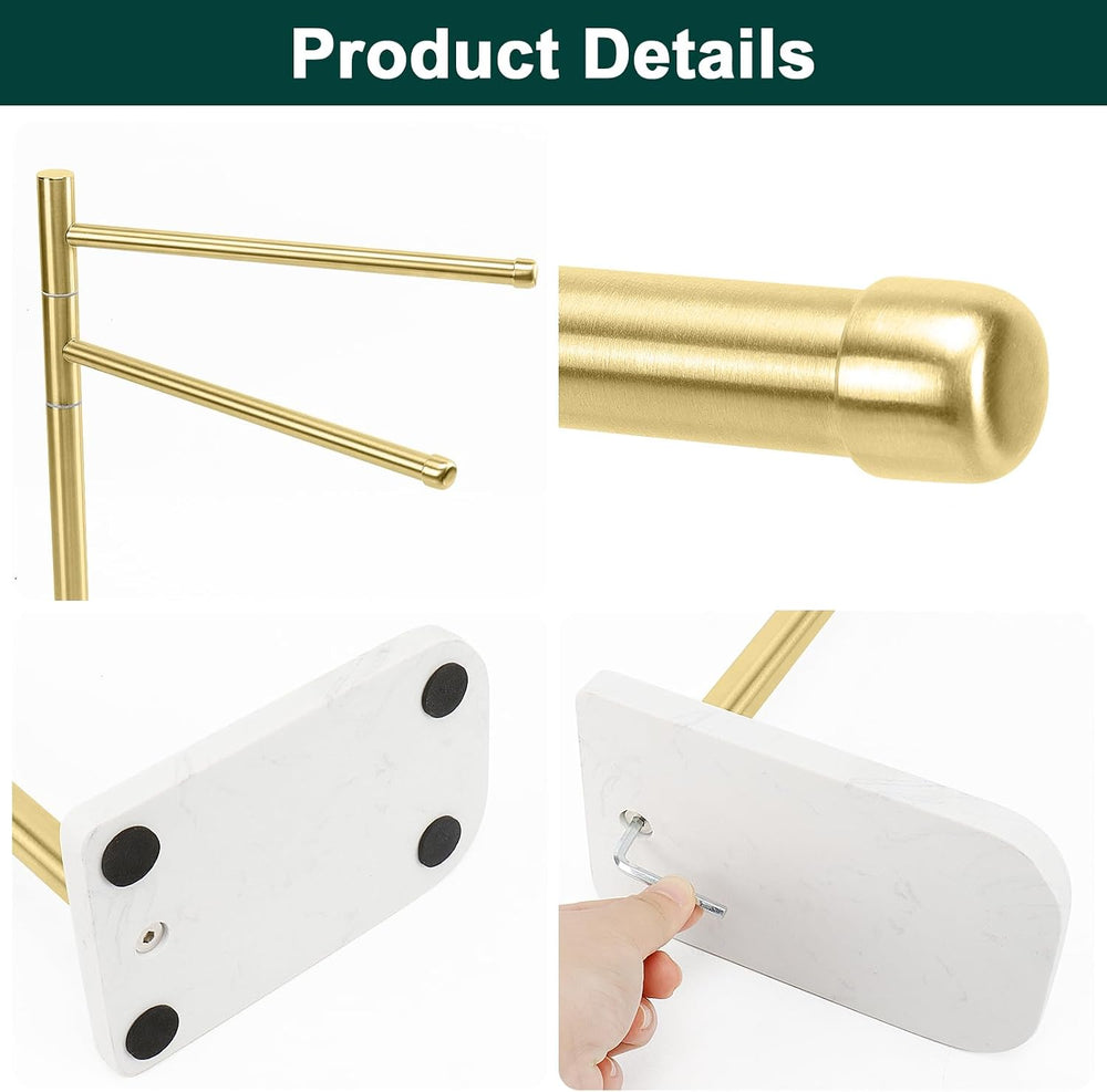 Hand Towel Holder, F-Shape Hand Towel Stand with Marble Base, Stainless Steel...
