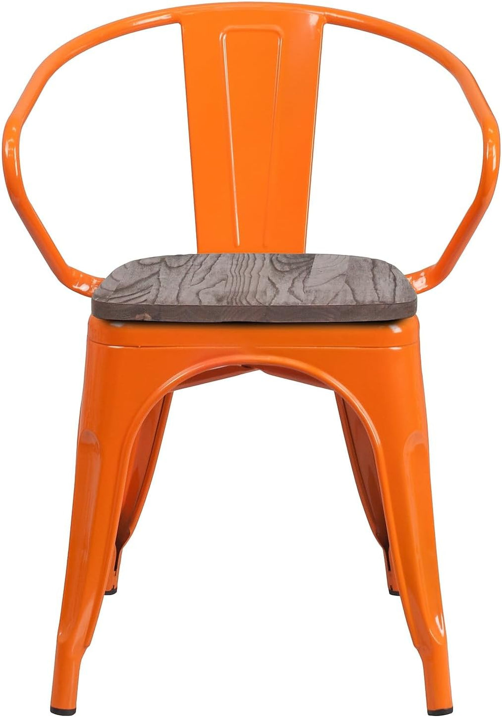 Flash Furniture Metal Chair with Wood Seat, Orange, 4-Pack
