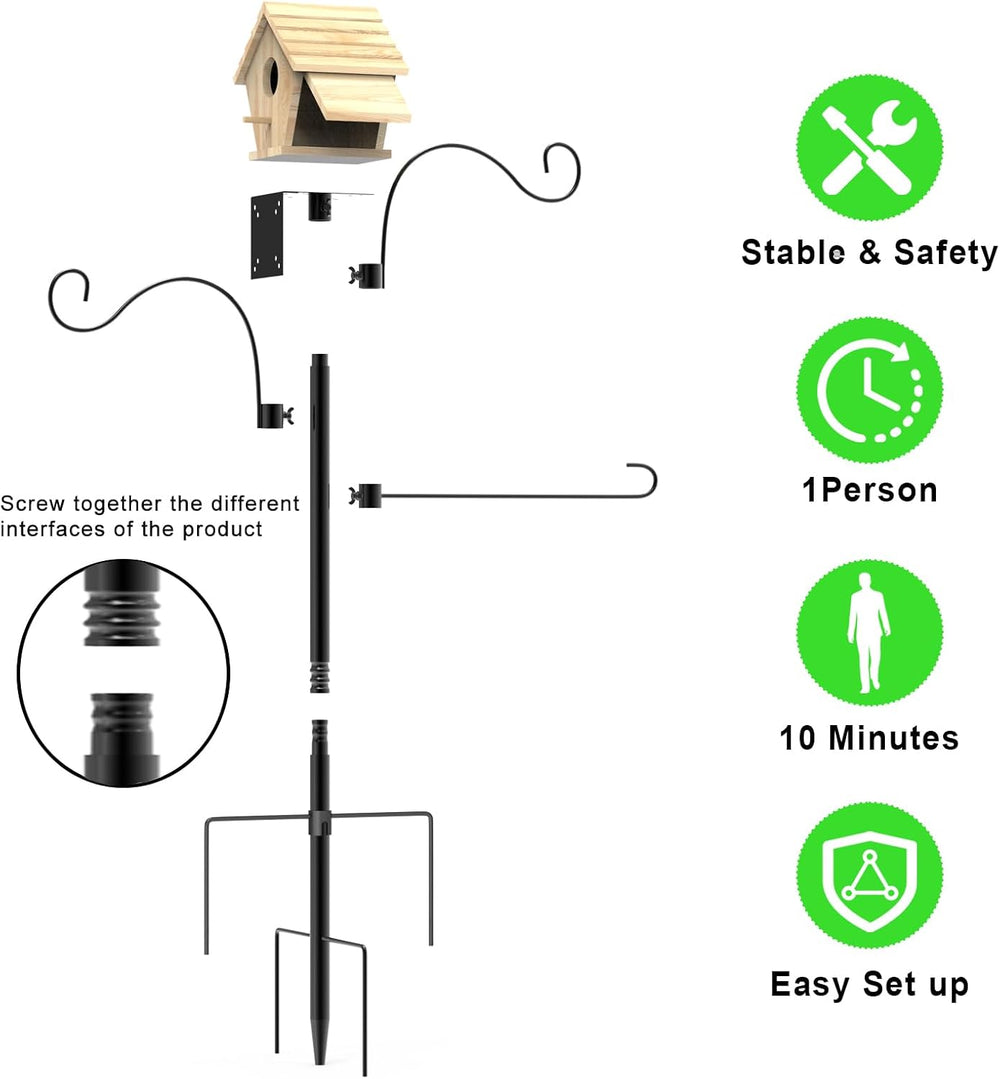 Bird Feeder Pole 118 Inch Outdoor Bird House Mount Kit