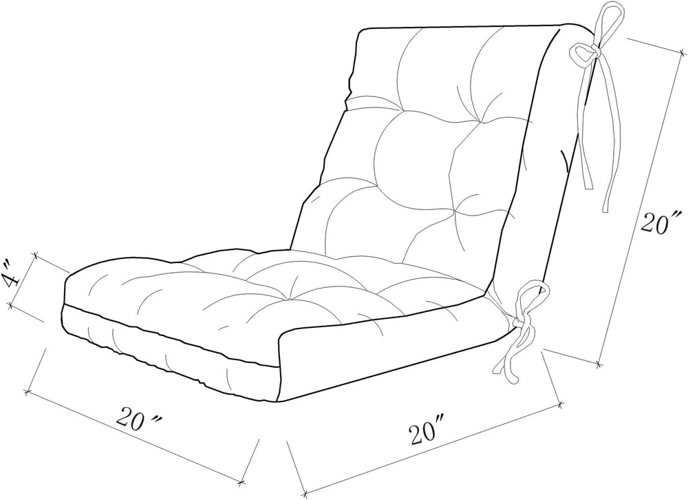 ARTPLAN 40x20 Outdoor Tufted Patio Chair Seat Back Cushion 4 Pack