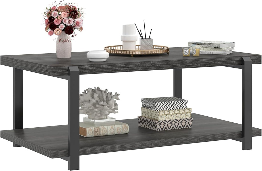 FOLUBAN Modern Coffee Table, Rustic Wood Center Table with Storage for Living...